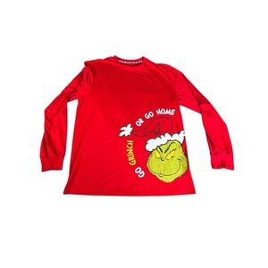 The Grinch Dr. Seuss Go Grinch or Go Home Red Long Sleeve Shirt Adult M 38-40
